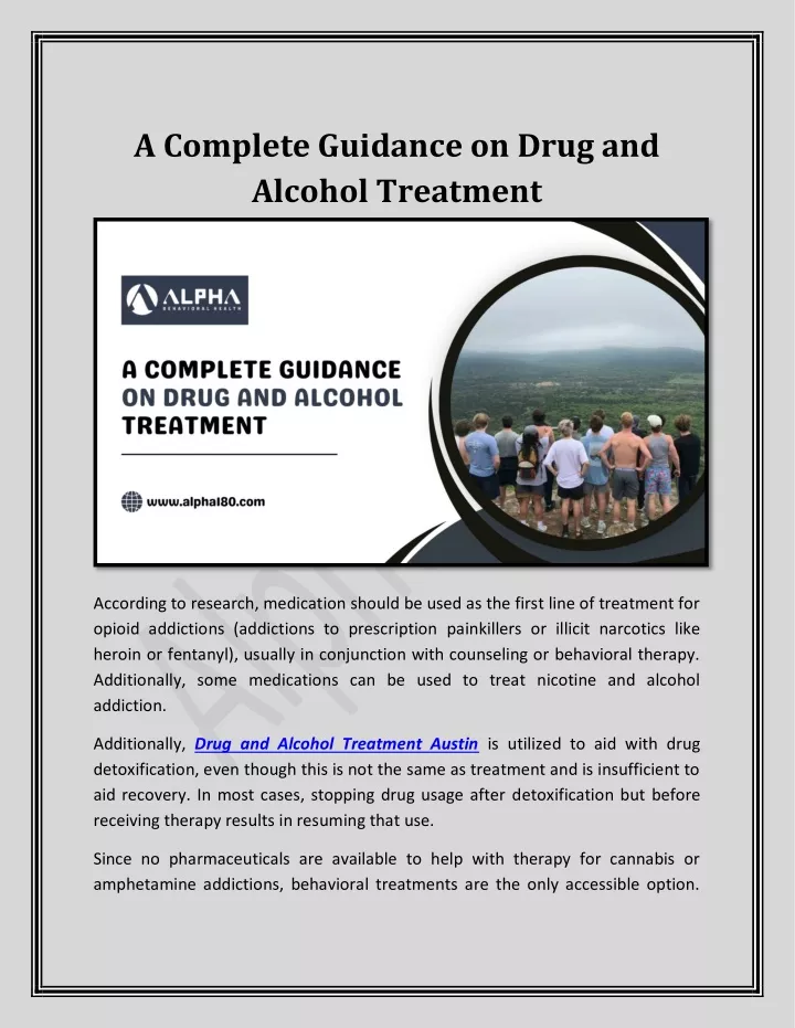 a complete guidance on drug and alcohol treatment