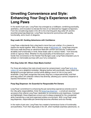 unveiling convenience and style enhancing your dog s experience with long paws