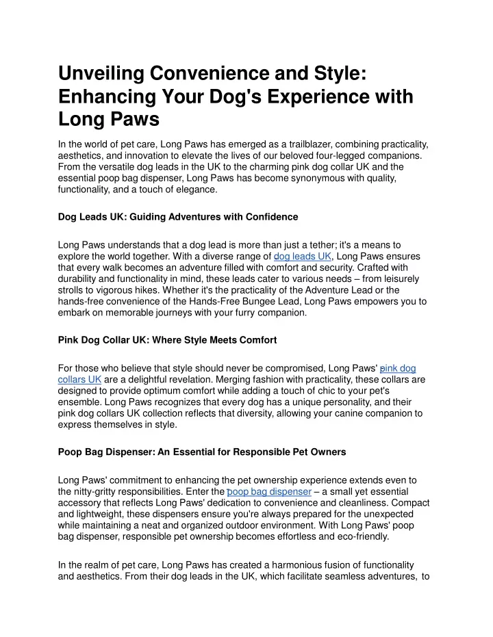 unveiling convenience and style enhancing your dog s experience with long paws