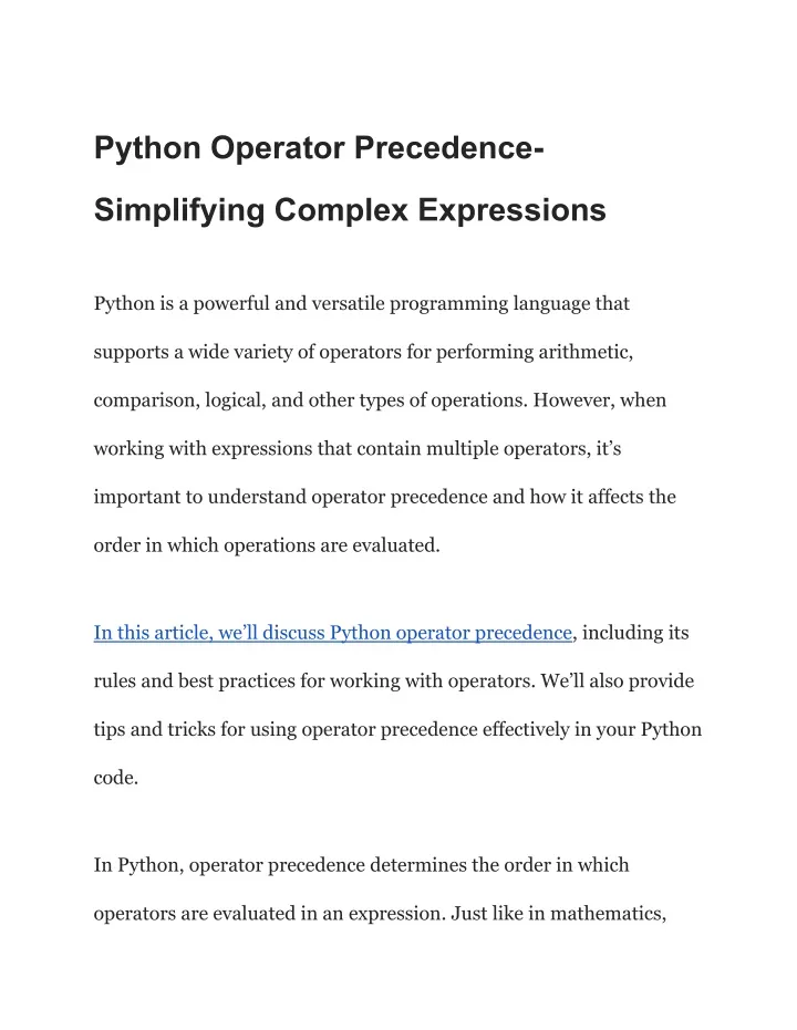 python operator precedence