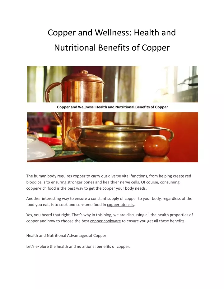 copper and wellness health and