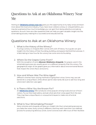 2023 - Questions to Ask at an Oklahoma Winery Near Me