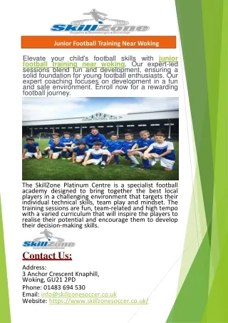 junior football training near woking