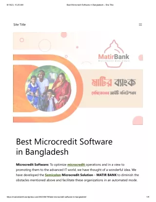 Best Microcredit Software in Bangladesh