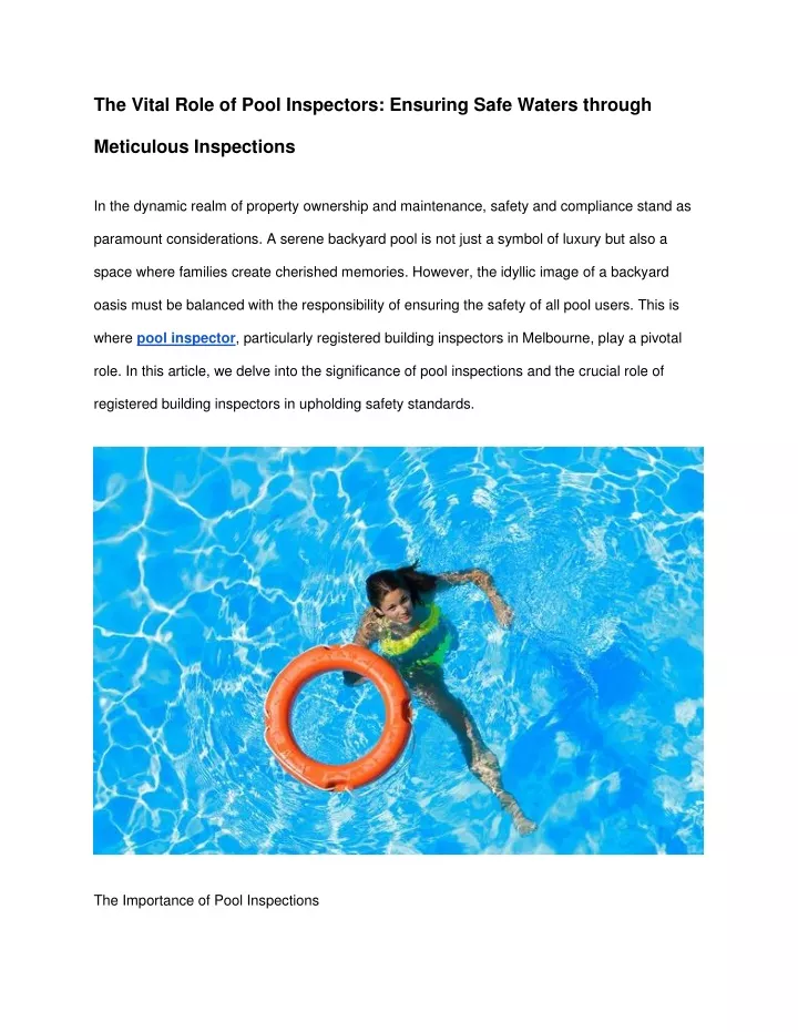 the vital role of pool inspectors ensuring safe