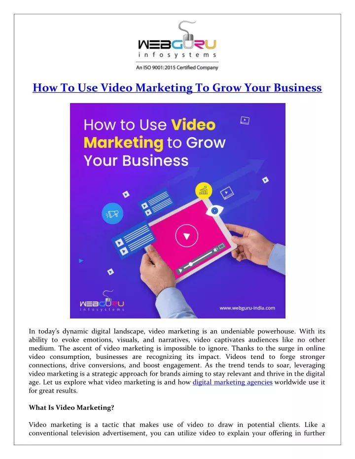 how to use video marketing to grow your business