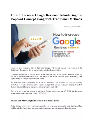 How to Increase Google Reviews