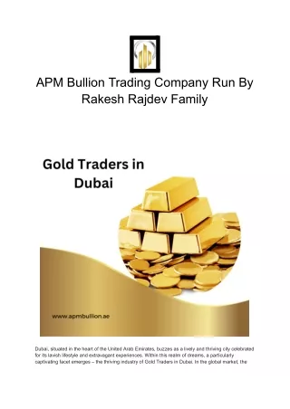 Gold Traders in Dubai Discovering the Sparkling