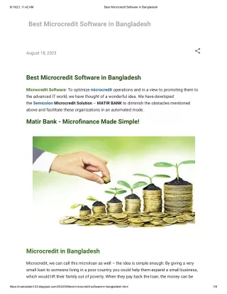 Best Microcredit Software in Bangladesh