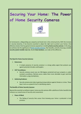 Securing Your Home The Power of Home Security Cameras