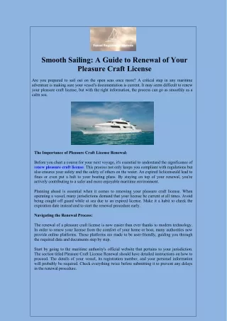 Smooth Sailing A Guide to Renewal of Your Pleasure Craft License