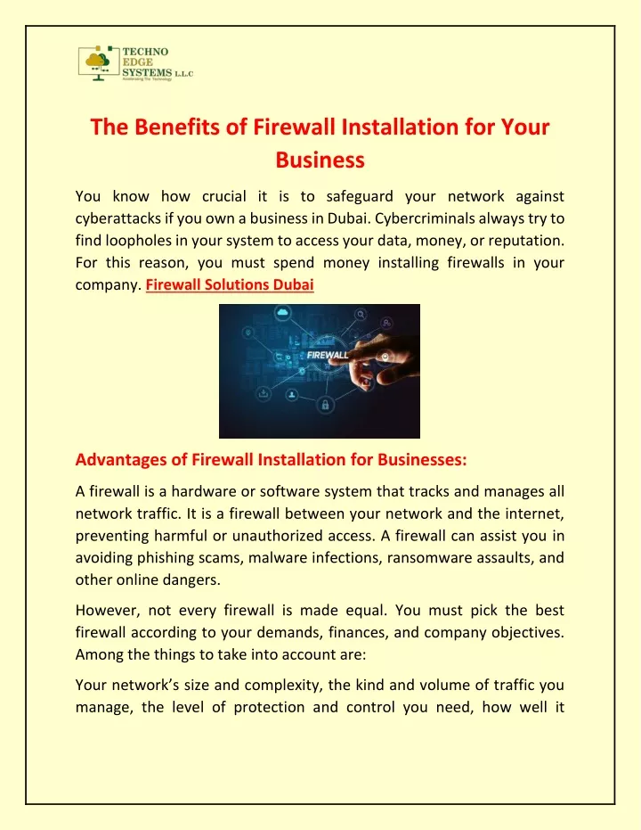 the benefits of firewall installation for your