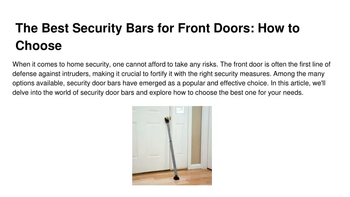 the best security bars for front doors how to choose