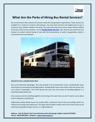 What Are the Perks of Hiring Bus Rental Services