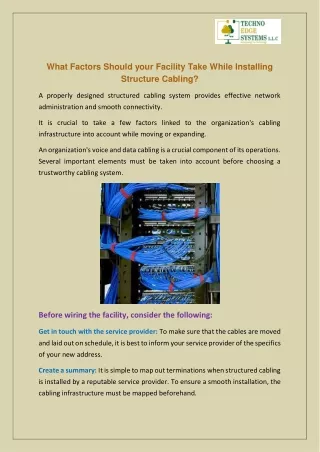 what factors should your facility take while