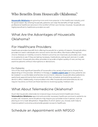 who benefits from housecalls oklahoma