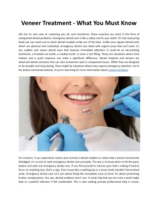 Veneer Treatment - What You Must Know