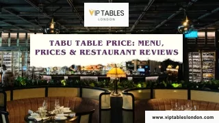 Tabu Table Price Menu, Prices & Restaurant Reviews