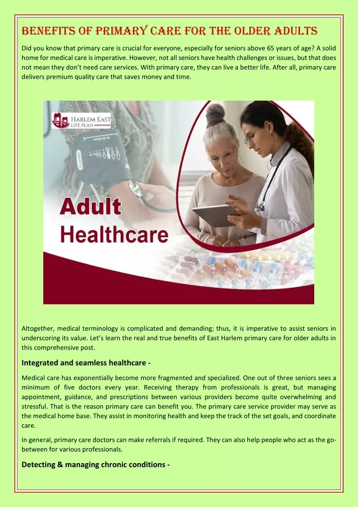 benefits of primary care for the older adults