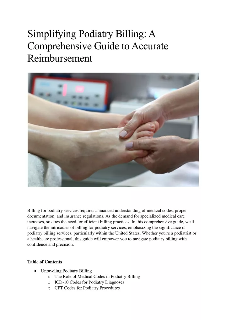 simplifying podiatry billing a comprehensive