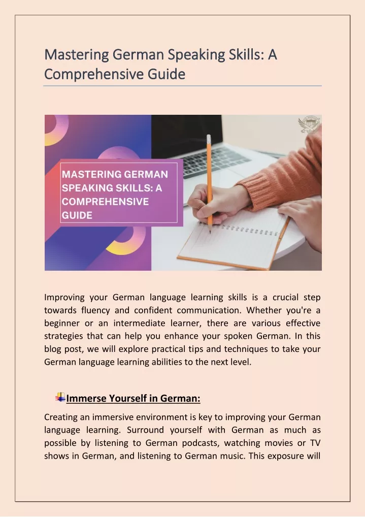 mastering german speaking skills a mastering