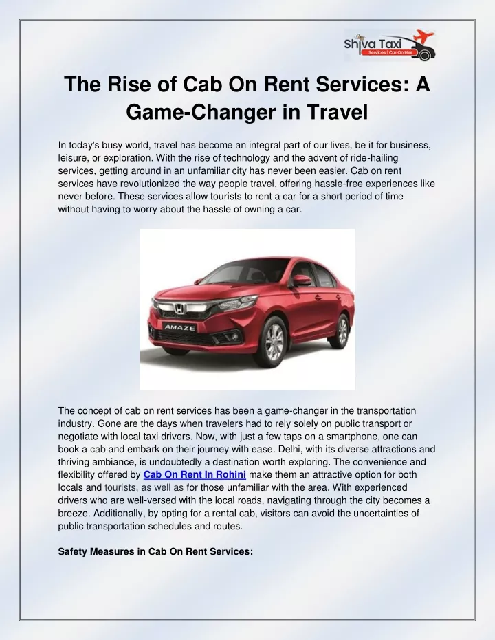 the rise of cab on rent services a game changer