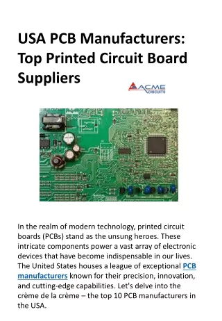 USA's Premier PCB Manufacturers