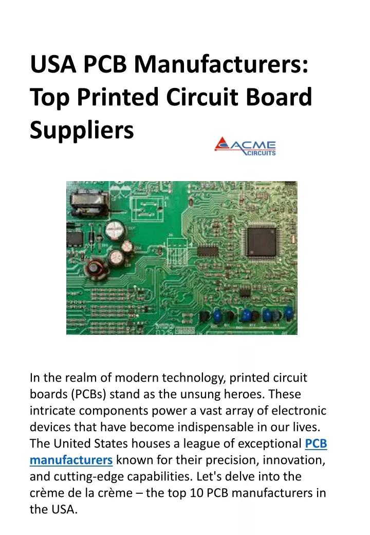 usa pcb manufacturers top printed circuit board