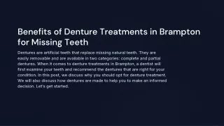 Advantages of Denture Treatments in Brampton for Missing Teeth 