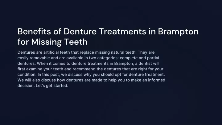 benefits of denture treatments in brampton for missing teeth