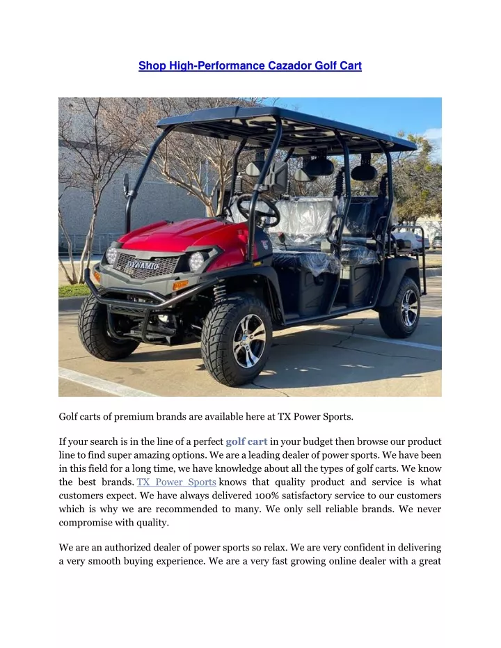 shop high performance cazador golf cart