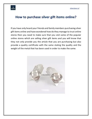 How to purchase silver gift items online?