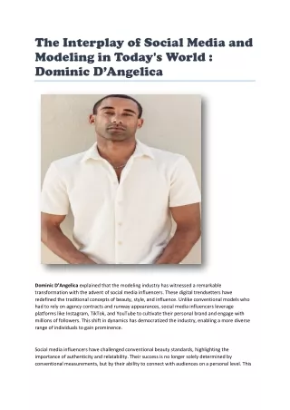 The Interplay of Social Media and Modeling in Today's World - Dominic D’Angelica