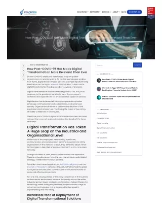 How Post-COVID-19 Has Made Digital Transformation More Relevant Than Ever