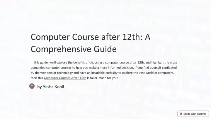 computer course after 12th a comprehensive guide