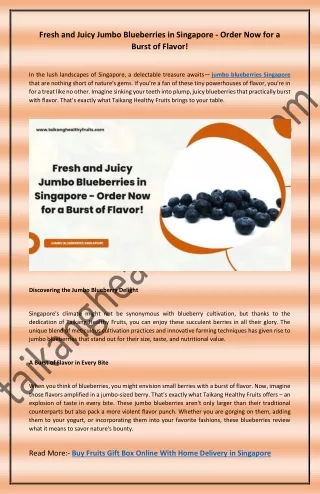 Fresh and Juicy Jumbo Blueberries in Singapore Order Now for a Burst of Flavor