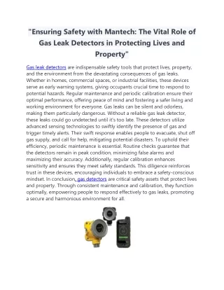 ensuring safety with mantech the vital role