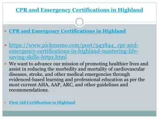 CPR and Emergency Certifications in Highland Mastering Life-Saving Skills