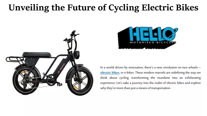 unveiling the future of cycling electric bikes