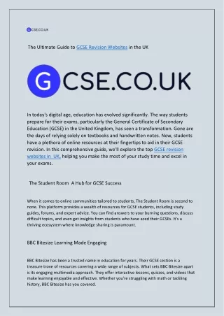 The Ultimate Guide to GCSE Revision Websites in the UK.