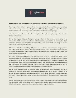 powering up the shocking truth about cyber