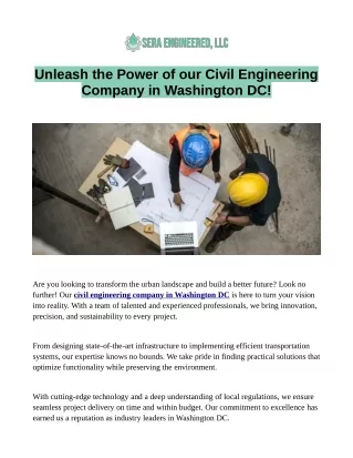 Unleash the Power of our Civil Engineering Company in Washington DC!