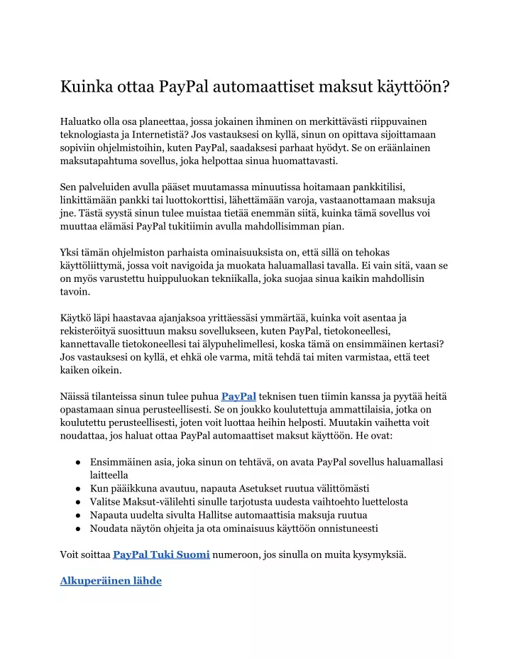 kuinka ottaa paypal automaattiset maksut k ytt n