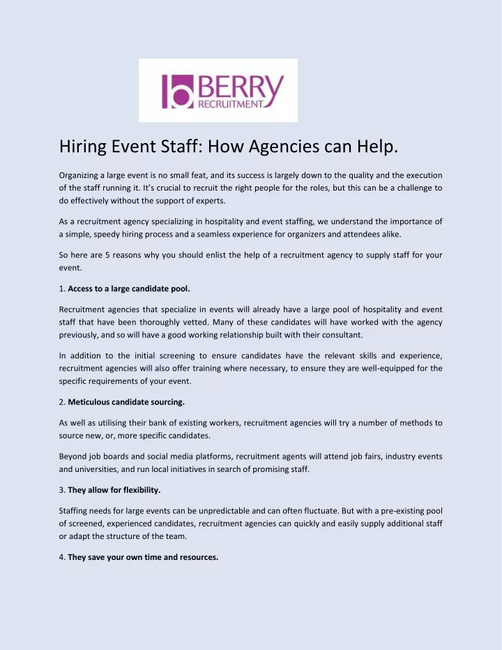 hiring event staff how agencies can help