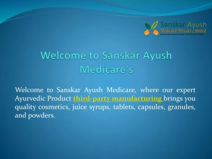 welcome to sanskar ayush medicare s