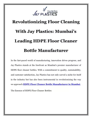 HDPE Floor Cleaner Bottle Manufacturer in Mumbai Call-7028064839