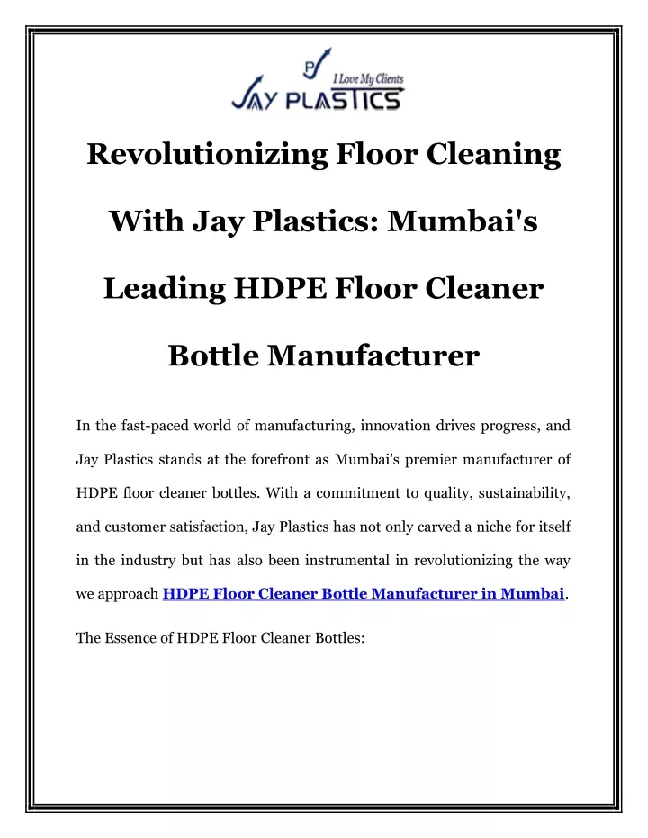 revolutionizing floor cleaning