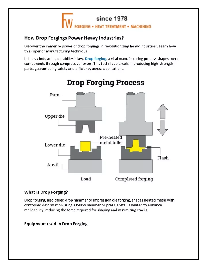 how drop forgings power heavy industries