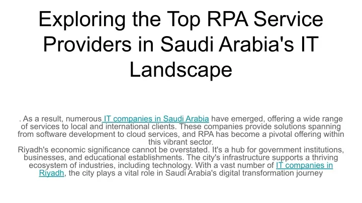 exploring the top rpa service providers in saudi