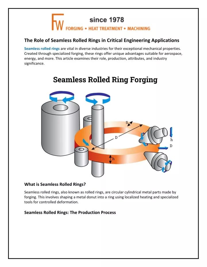 the role of seamless rolled rings in critical